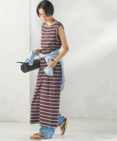 SHIPS / シップス ロング・マキシ丈ワンピース | 《予約》〈手洗い可能〉マルチ ボーダー ノースリーブ ワンピース