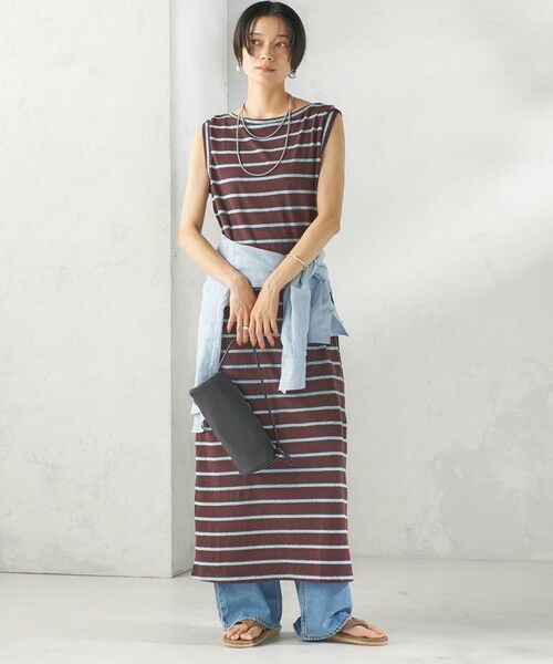 SHIPS / シップス ロング・マキシ丈ワンピース | 《予約》〈手洗い可能〉マルチ ボーダー ノースリーブ ワンピース | 詳細23