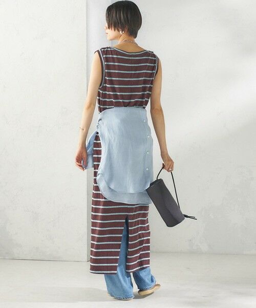 SHIPS / シップス ロング・マキシ丈ワンピース | 《予約》〈手洗い可能〉マルチ ボーダー ノースリーブ ワンピース | 詳細25