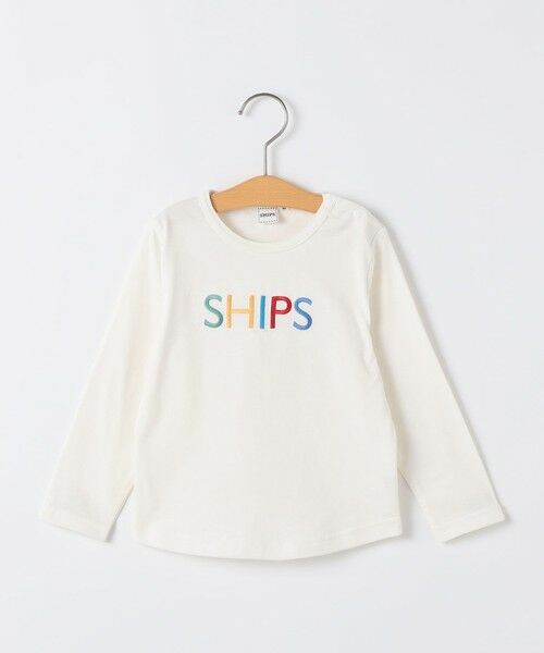 SHIPS / シップス Tシャツ | SHIPS KIDS:80〜90cm /ベビー ロゴ ロングスリーブ Tシャツ（ホワイト系）