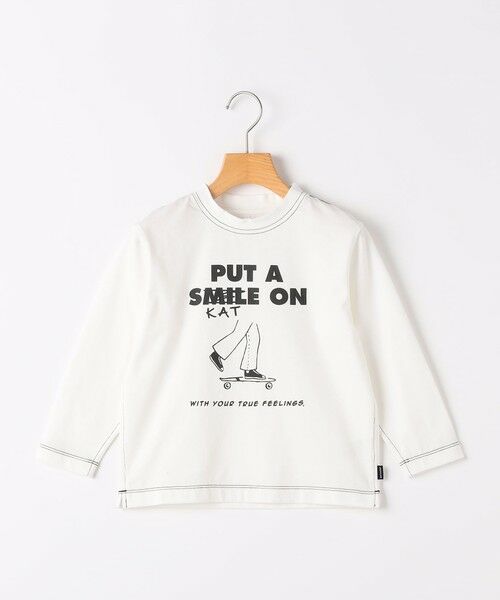 SHIPS / シップス Tシャツ | ARCH&LINE: 100〜145cm /プリント 長袖 Tシャツ（ホワイト）
