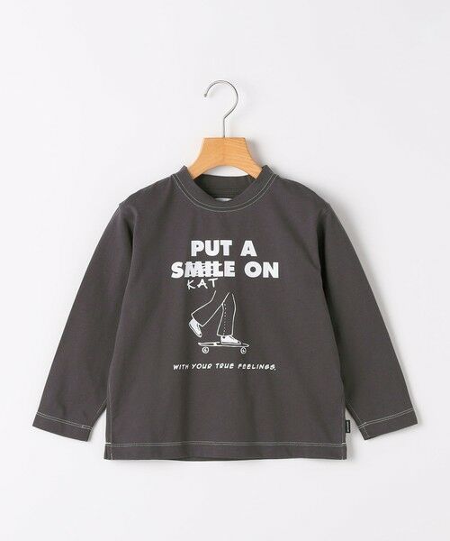 SHIPS / シップス Tシャツ | ARCH&LINE: 100〜145cm /プリント 長袖 Tシャツ（ダークグレー）
