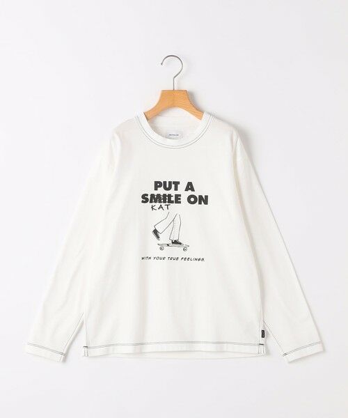 SHIPS / シップス Tシャツ | ARCH&LINE: 145〜155cm /プリント 長袖 Tシャツ（ホワイト）