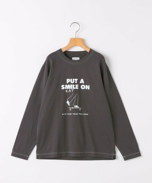 SHIPS / シップス Tシャツ | ARCH&LINE: 145〜155cm /プリント 長袖 Tシャツ（ダークグレー）