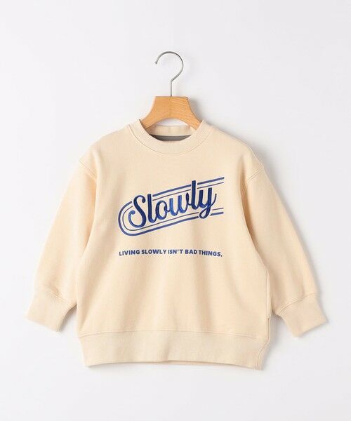 SHIPS / シップス スウェット | ARCH＆LINE:100〜110cm / メッセージ ロゴ プリント スウェット（アイボリー）