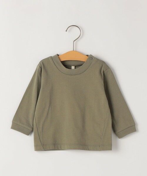SHIPS / シップス Tシャツ | MOUN TEN.:80cm / コットン ロングスリーブ Tシャツ（ライトカーキ）