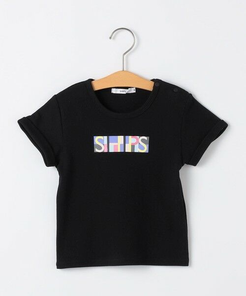 SHIPS / シップス Tシャツ | SHIPS KIDS:80〜90cm /ブロックフォント ロゴ Tシャツ（ブラック）