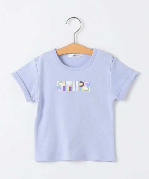 SHIPS / シップス Tシャツ | SHIPS KIDS:80〜90cm /ブロックフォント ロゴ Tシャツ（ライトブルー）