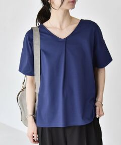 SHIPS / シップス Tシャツ | 《予約》quaranciel:〈接触冷感/汗染み防止加工/洗濯機可能〉Vネック タック ハーフスリーブ TEE