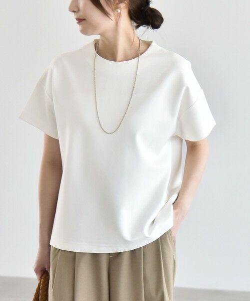 SHIPS / シップス Tシャツ | 《予約》quaranciel:〈洗濯機可能〉ライト ポンチ バッグ ボタン ショートスリーブ TEE（オフホワイト）