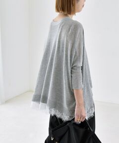 SHIPS / シップス カーディガン・ボレロ | 《予約》quaranciel:〈手洗い可能〉レース ヘム Vネック ポンチョ ニット カーディガン