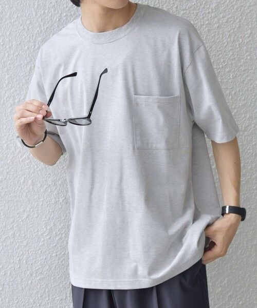 SHIPS / シップス Tシャツ | SHIPS any:〈接触冷感/吸水速乾/UVカット/遮熱〉Raylock ダブルフェイス ポケット Tシャツ（ライトグレー）