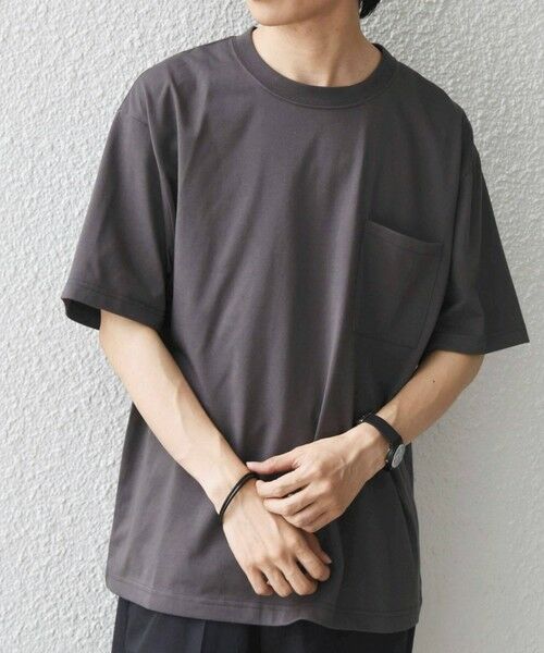 SHIPS / シップス Tシャツ | SHIPS any:〈接触冷感/吸水速乾/UVカット/遮熱〉Raylock ダブルフェイス ポケット Tシャツ（チャコールグレー）