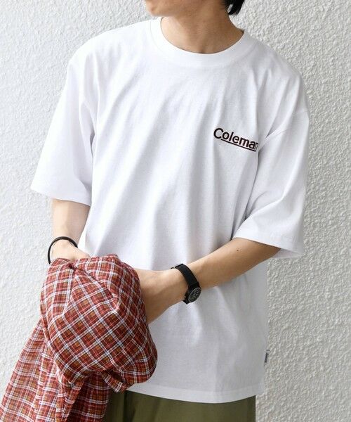 SHIPS / シップス Tシャツ | 【SHIPS any別注】Coleman: ランタン プリント ロゴ 刺繍 Tシャツ◆（ホワイト）