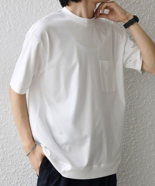 SHIPS / シップス Tシャツ | SHIPS any:〈接触冷感/UVカット〉ソフト スムース リラックス ポケット Tシャツ◆（ホワイト）