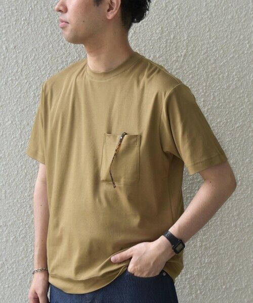 SHIPS / シップス Tシャツ | SHIPS any:〈接触冷感/UVカット〉ソフト スムース リラックス ポケット Tシャツ◆（カーキ）