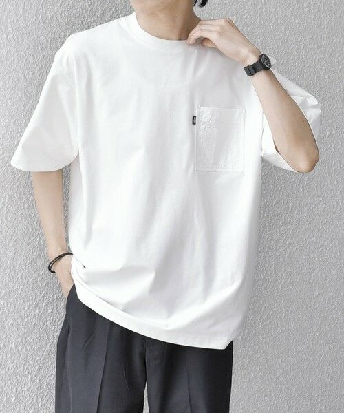 SHIPS / シップス Tシャツ | 【WEB限定】SHIPS any: リラックス ナイロンポケット クルーネック Tシャツ◆(ホワイト)