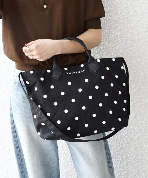 SHIPS / シップス トートバッグ | 《予約》SHIPS any: A4 ドット 2WAY トートバッグ（ブラック）