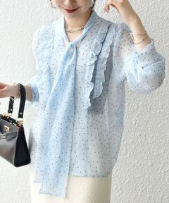 SHIPS / シップス シャツ・ブラウス | 《予約》SHIPS any:〈洗濯機可能〉シアー フロッキー ドット ボウタイ フリル ブラウス