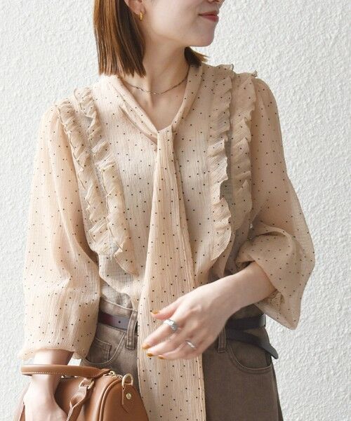 SHIPS / シップス シャツ・ブラウス | 《予約》SHIPS any:〈洗濯機可能〉シアー フロッキー ドット ボウタイ フリル ブラウス | 詳細18