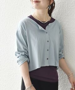 SHIPS / シップス カットソー | 《予約》SHIPS any:〈洗濯機可能〉レイヤード ノースリ TEE × カーディガン セット
