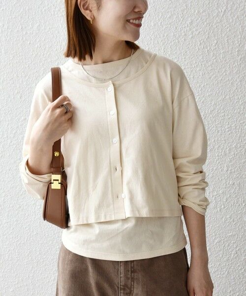 SHIPS / シップス カットソー | 《予約》SHIPS any:〈洗濯機可能〉レイヤード ノースリ TEE × カーディガン セット | 詳細3