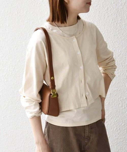 SHIPS / シップス カットソー | 《予約》SHIPS any:〈洗濯機可能〉レイヤード ノースリ TEE × カーディガン セット | 詳細5