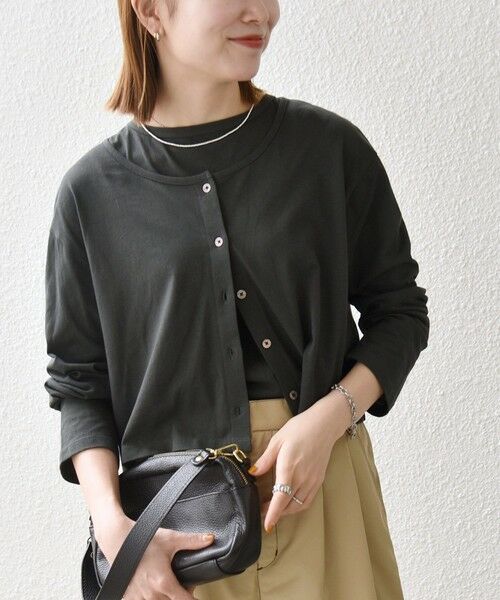SHIPS / シップス カットソー | 《予約》SHIPS any:〈洗濯機可能〉レイヤード ノースリ TEE × カーディガン セット | 詳細12