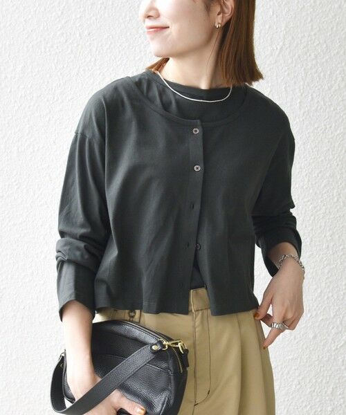 SHIPS / シップス カットソー | 《予約》SHIPS any:〈洗濯機可能〉レイヤード ノースリ TEE × カーディガン セット | 詳細13