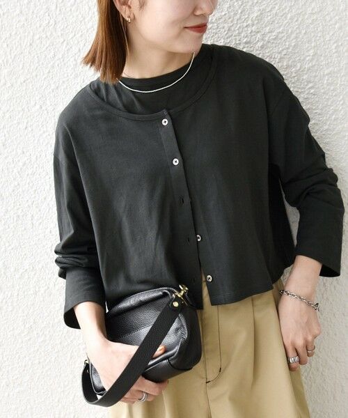 SHIPS / シップス カットソー | 《予約》SHIPS any:〈洗濯機可能〉レイヤード ノースリ TEE × カーディガン セット | 詳細17