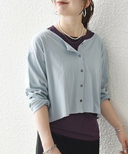 SHIPS / シップス カットソー | 《予約》SHIPS any:〈洗濯機可能〉レイヤード ノースリ TEE × カーディガン セット（ワイン）