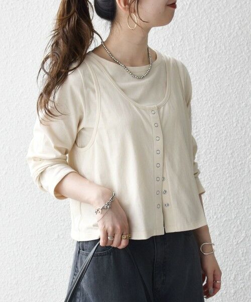 SHIPS / シップス カットソー | 《予約》SHIPS any:〈洗濯機可能〉レイヤード ロングスリーブ TEE × タンク セット | 詳細4
