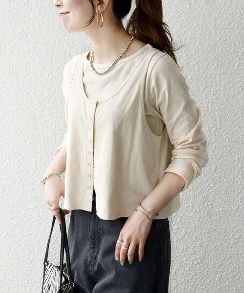 SHIPS / シップス カットソー | 《予約》SHIPS any:〈洗濯機可能〉レイヤード ロングスリーブ TEE × タンク セット | 詳細8