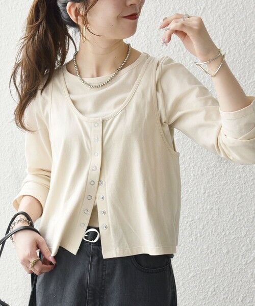 SHIPS / シップス カットソー | 《予約》SHIPS any:〈洗濯機可能〉レイヤード ロングスリーブ TEE × タンク セット（ナチュラル）