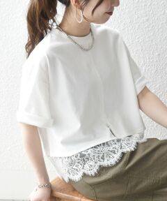 SHIPS / シップス Tシャツ | 《予約》SHIPS any:〈洗濯機可能〉ジップ レース ヘム ハーフスリーブ TEE