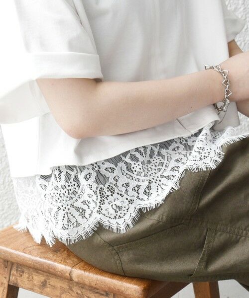 SHIPS / シップス Tシャツ | 《一部追加予約》SHIPS any:〈洗濯機可能〉ジップ レース ヘム ハーフスリーブ TEE | 詳細10