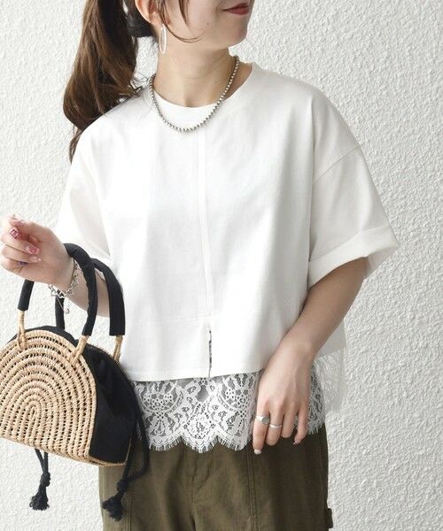SHIPS / シップス Tシャツ | 《予約》SHIPS any:〈洗濯機可能〉ジップ レース ヘム ハーフスリーブ TEE | 詳細4