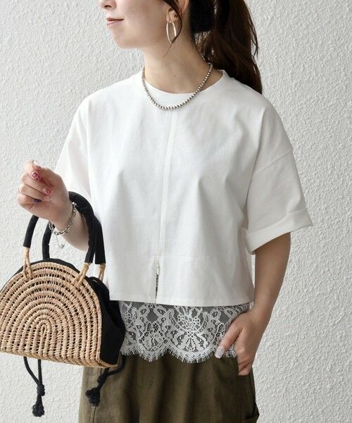 SHIPS / シップス Tシャツ | 《予約》SHIPS any:〈洗濯機可能〉ジップ レース ヘム ハーフスリーブ TEE | 詳細8