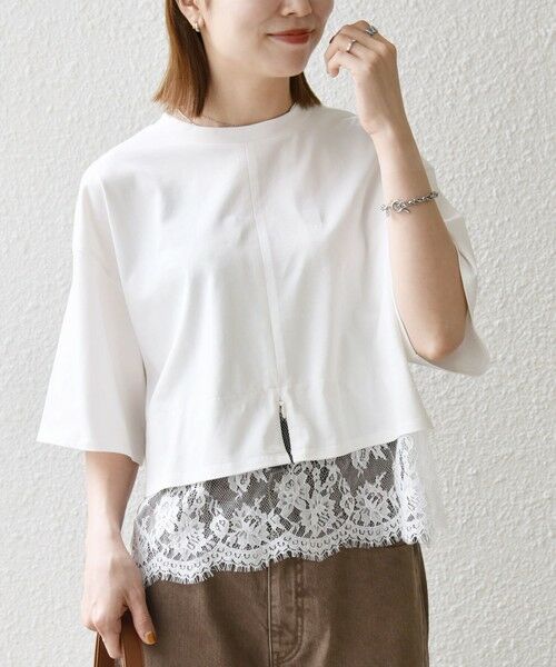 SHIPS / シップス Tシャツ | 《一部追加予約》SHIPS any:〈洗濯機可能〉ジップ レース ヘム ハーフスリーブ TEE | 詳細15