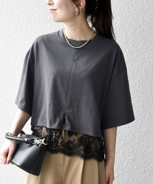 SHIPS / シップス Tシャツ | 《一部追加予約》SHIPS any:〈洗濯機可能〉ジップ レース ヘム ハーフスリーブ TEE | 詳細27