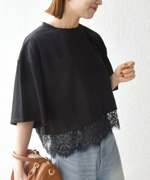 SHIPS / シップス Tシャツ | 《予約》SHIPS any:〈洗濯機可能〉ジップ レース ヘム ハーフスリーブ TEE | 詳細18