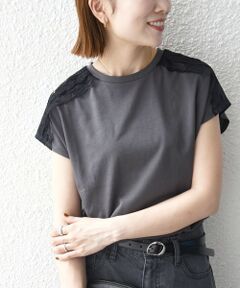 SHIPS / シップス Tシャツ | 《一部追加予約》SHIPS any:〈洗濯機可能〉ジャージー フレンチスリーブ レース TEE