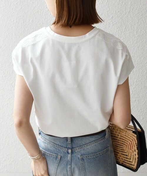 SHIPS / シップス Tシャツ | 《予約》SHIPS any:〈洗濯機可能〉ジャージー フレンチスリーブ レース TEE | 詳細5