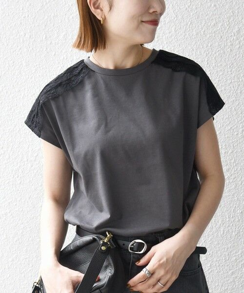 SHIPS / シップス Tシャツ | 《一部追加予約》SHIPS any:〈洗濯機可能〉ジャージー フレンチスリーブ レース TEE | 詳細14