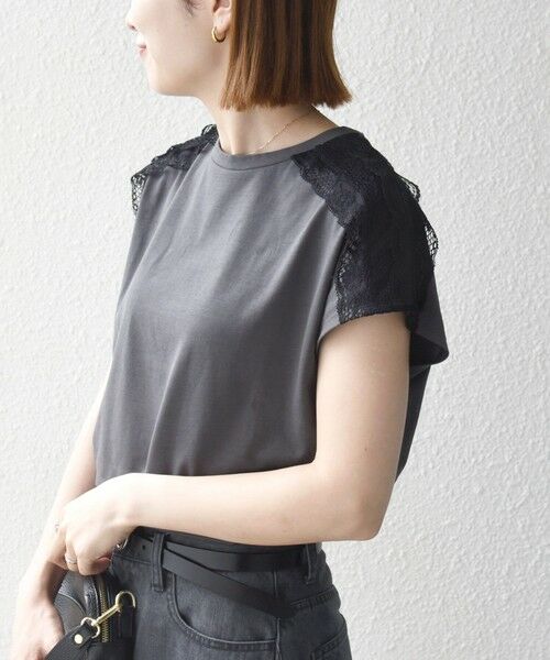 SHIPS / シップス Tシャツ | 《一部追加予約》SHIPS any:〈洗濯機可能〉ジャージー フレンチスリーブ レース TEE | 詳細15