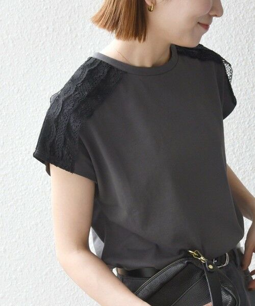 SHIPS / シップス Tシャツ | 《一部追加予約》SHIPS any:〈洗濯機可能〉ジャージー フレンチスリーブ レース TEE | 詳細18