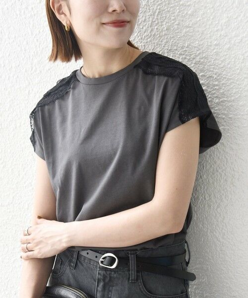 SHIPS / シップス Tシャツ | 《一部追加予約》SHIPS any:〈洗濯機可能〉ジャージー フレンチスリーブ レース TEE | 詳細19
