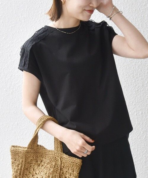 SHIPS / シップス Tシャツ | 《予約》SHIPS any:〈洗濯機可能〉ジャージー フレンチスリーブ レース TEE | 詳細10