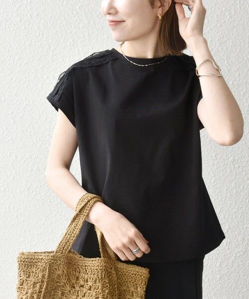 SHIPS / シップス Tシャツ | 《予約》SHIPS any:〈洗濯機可能〉ジャージー フレンチスリーブ レース TEE | 詳細15