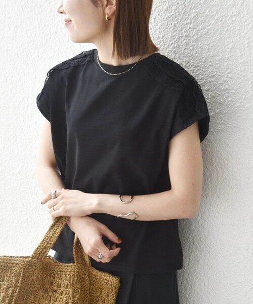 SHIPS / シップス Tシャツ | 《予約》SHIPS any:〈洗濯機可能〉ジャージー フレンチスリーブ レース TEE | 詳細16